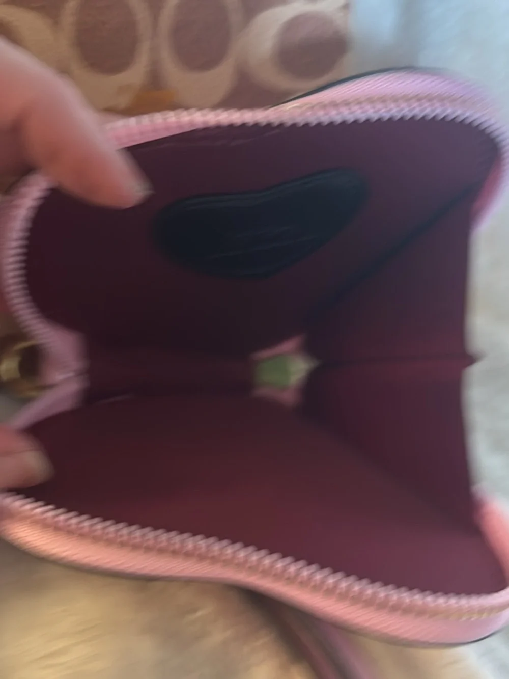 Coach Pink Patent Heart Coin Pouch Wristlet